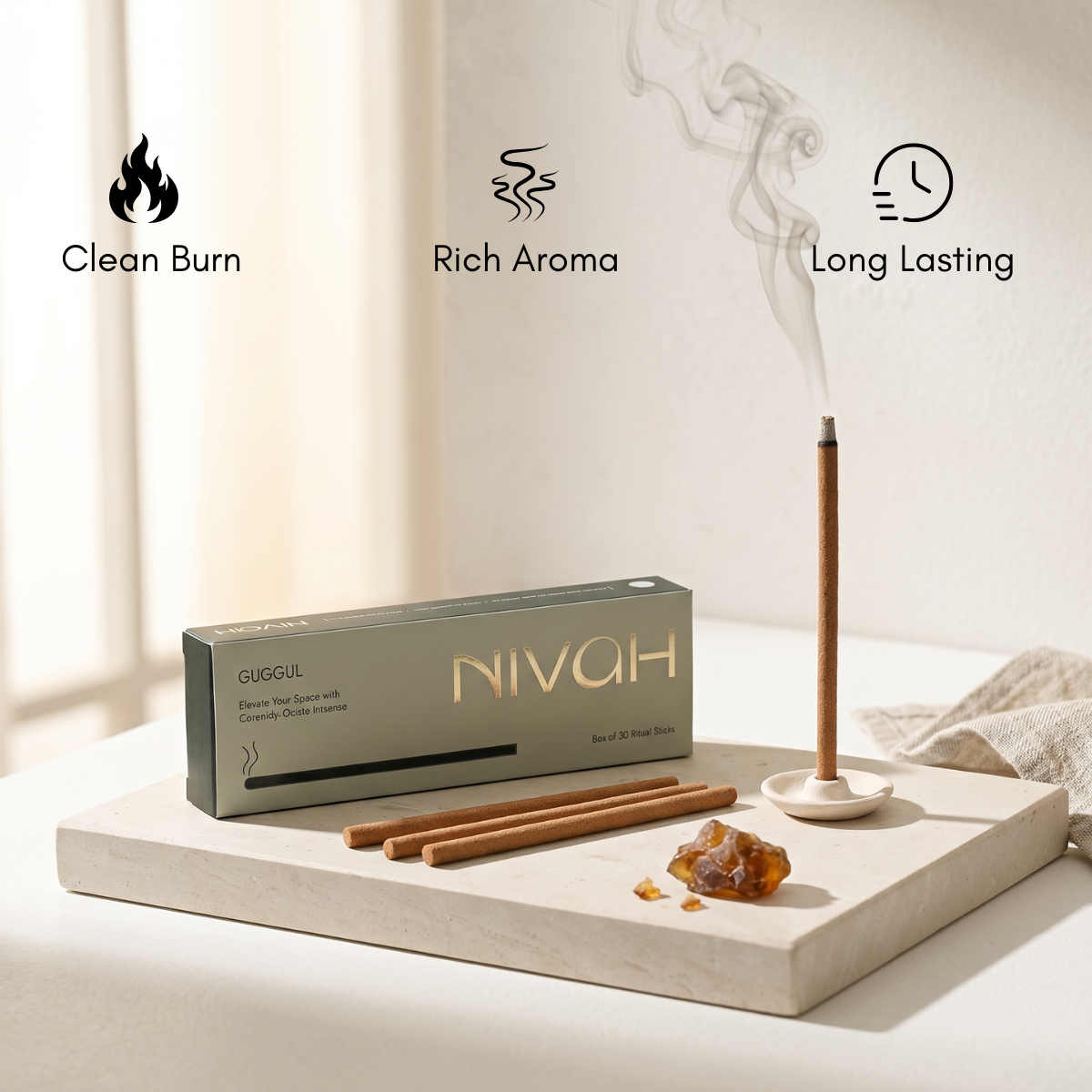 Guggul | Short burn - Bamboo-Free Incense