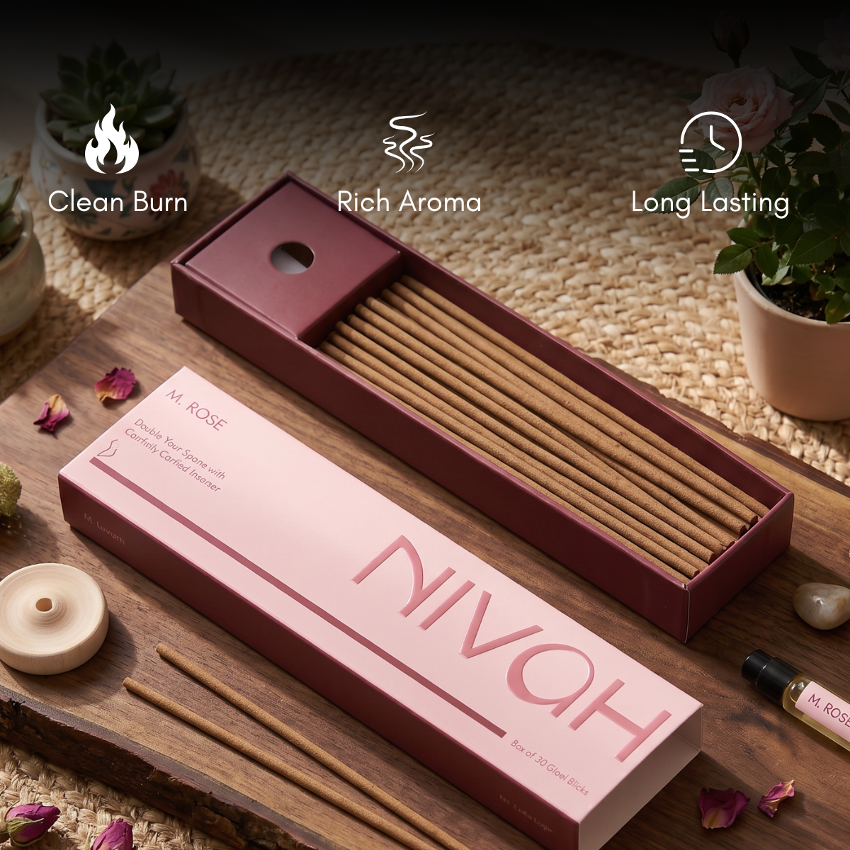 Moroccan Rose | Long burn - Bamboo-Free Incense