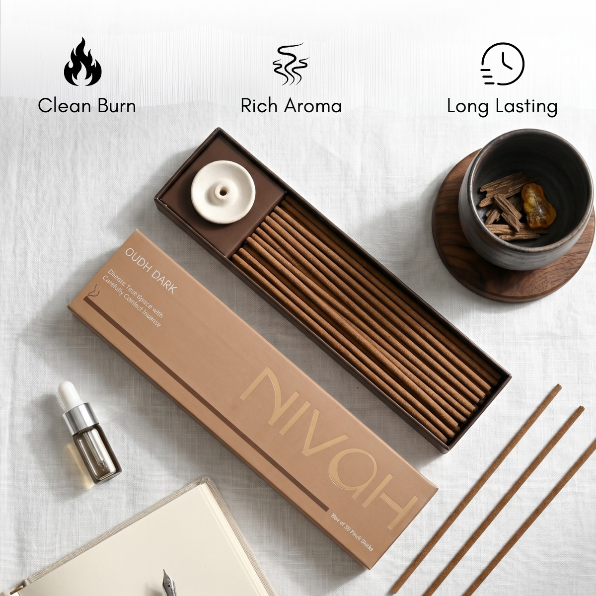 Oudh Dark | Long burn - Bamboo-Free Incense