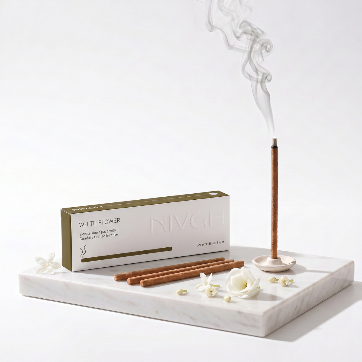 White Flower | Short burn - Bamboo-Free Incense